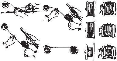 Как заправить леску в катушку спиннинга. Схема катушки для спиннинга. Намотать леску на безынерционную катушку. Схема намотки катушки триммера. Какнаматать леску на катушку.